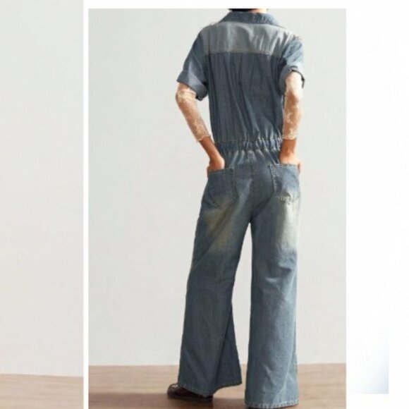 New Denim Jumpsuit Boiler Suit Large 10-12 - Picture 2 of 5